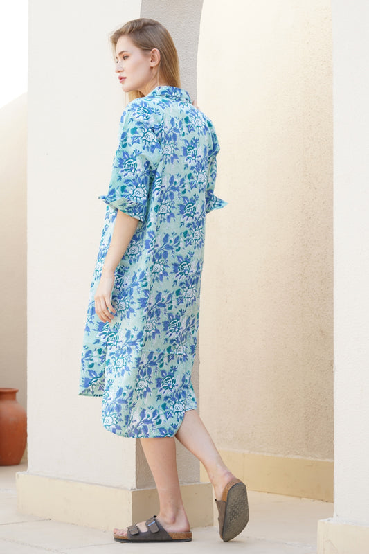 Cotton Button Down Shirt Dress