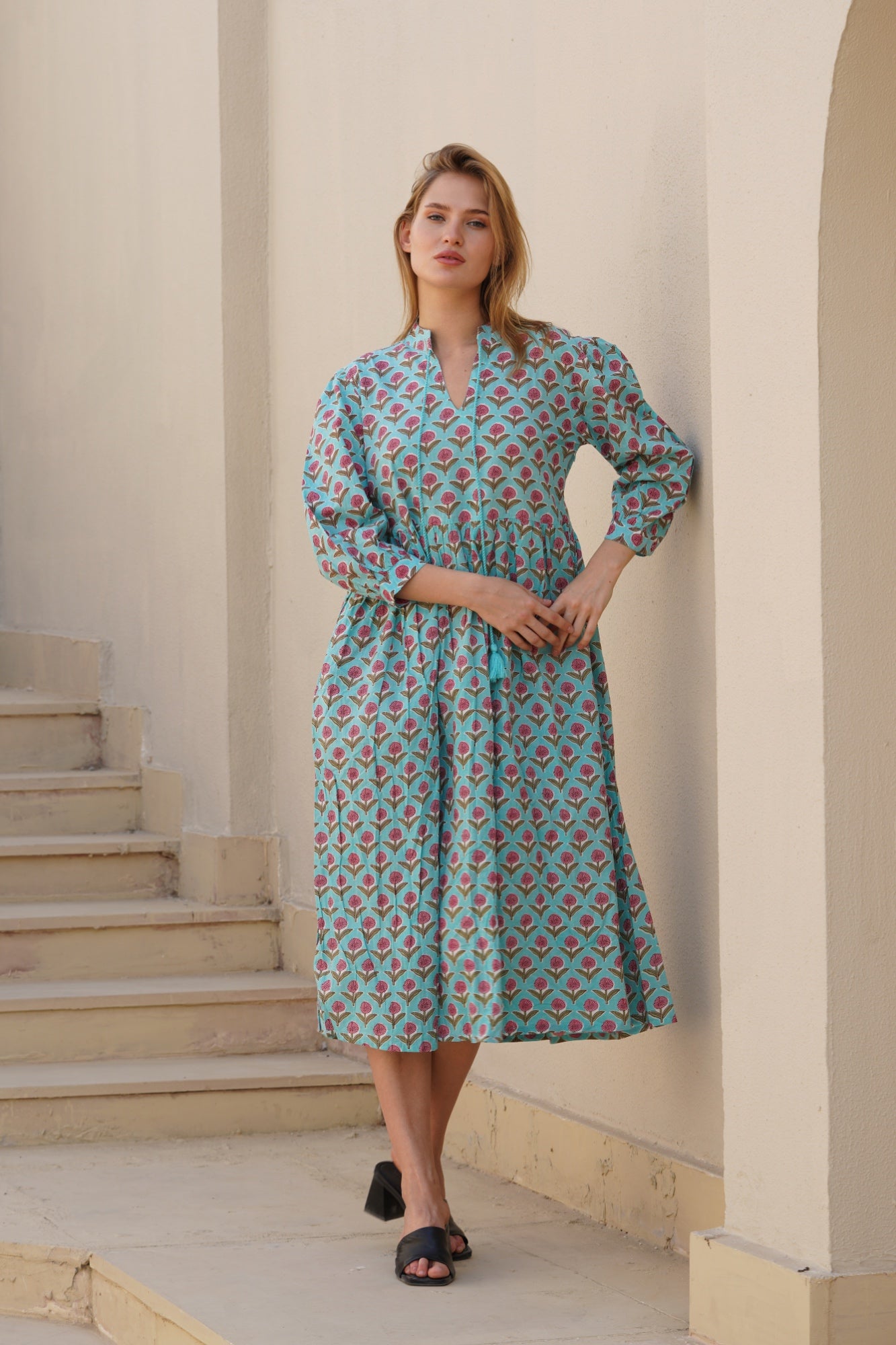 Cotton Long Dress with Tassel