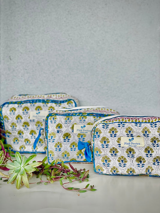 Travel Pouch Set Blue Motif