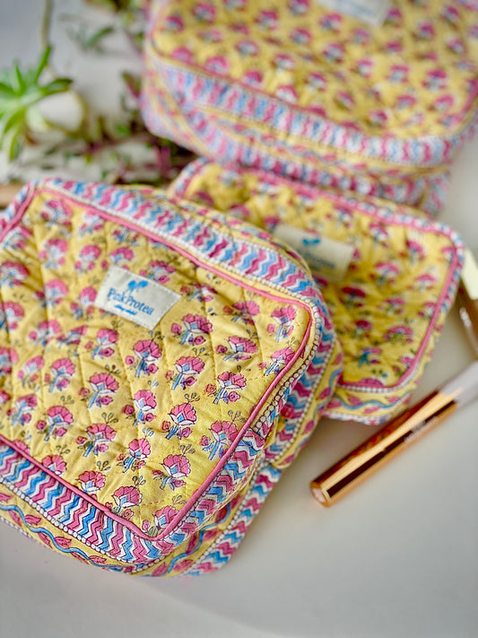 Travel Pouch Set Yellow Motif