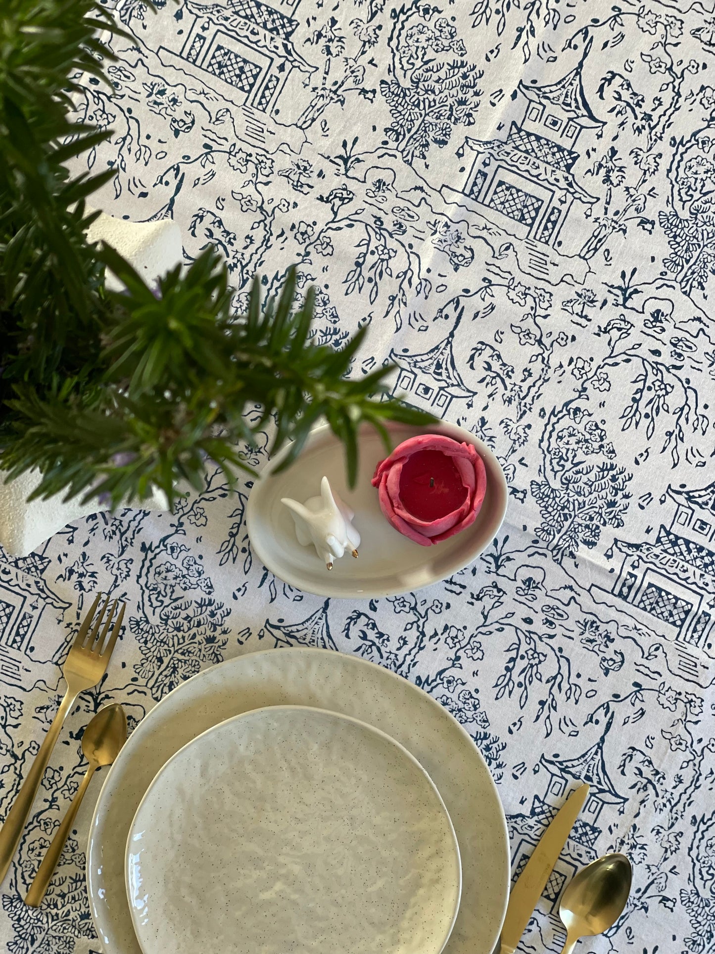 Tablecloth Japanese Township Blue