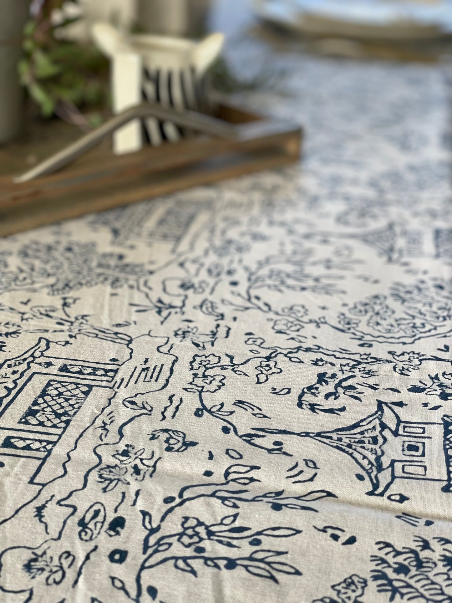 Tablecloth Japanese Township Blue