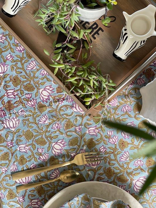 Tablecloth Purple Green Leaf